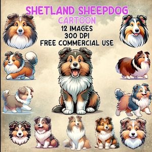 Shetland Sheepdog Clipart, Instant Download, , Cartoon, Hund clipart png, kommerzielle Nutzung, Planer, Sticker