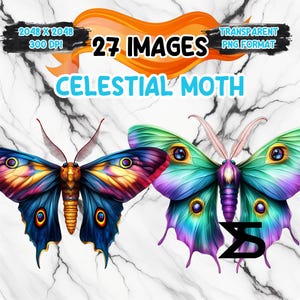Celestial Moth Clipart Bundle, Instant Download, kommerzielle Nutzung, Planer, Sticker