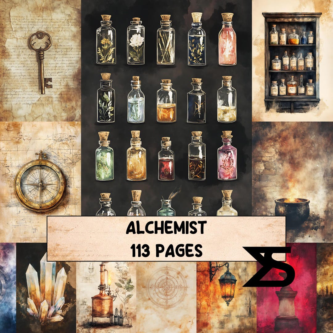 Alchemist Vintage Apothecary Junk Journal Kit With Ephemera Papers ...