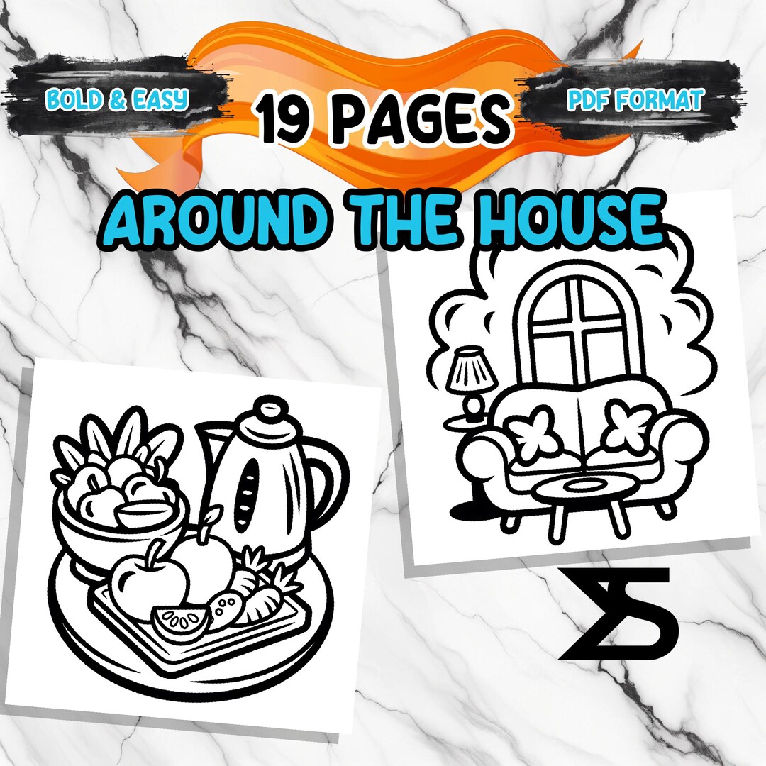 Around the House Coloring Book, Printable Adult Coloring Book, Coloring ...