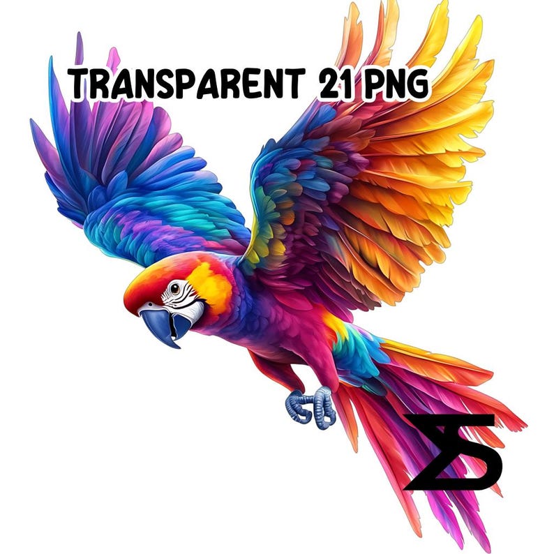Watercolor Rainbow Parrot PNG Image on Transparent Background, Digital ...