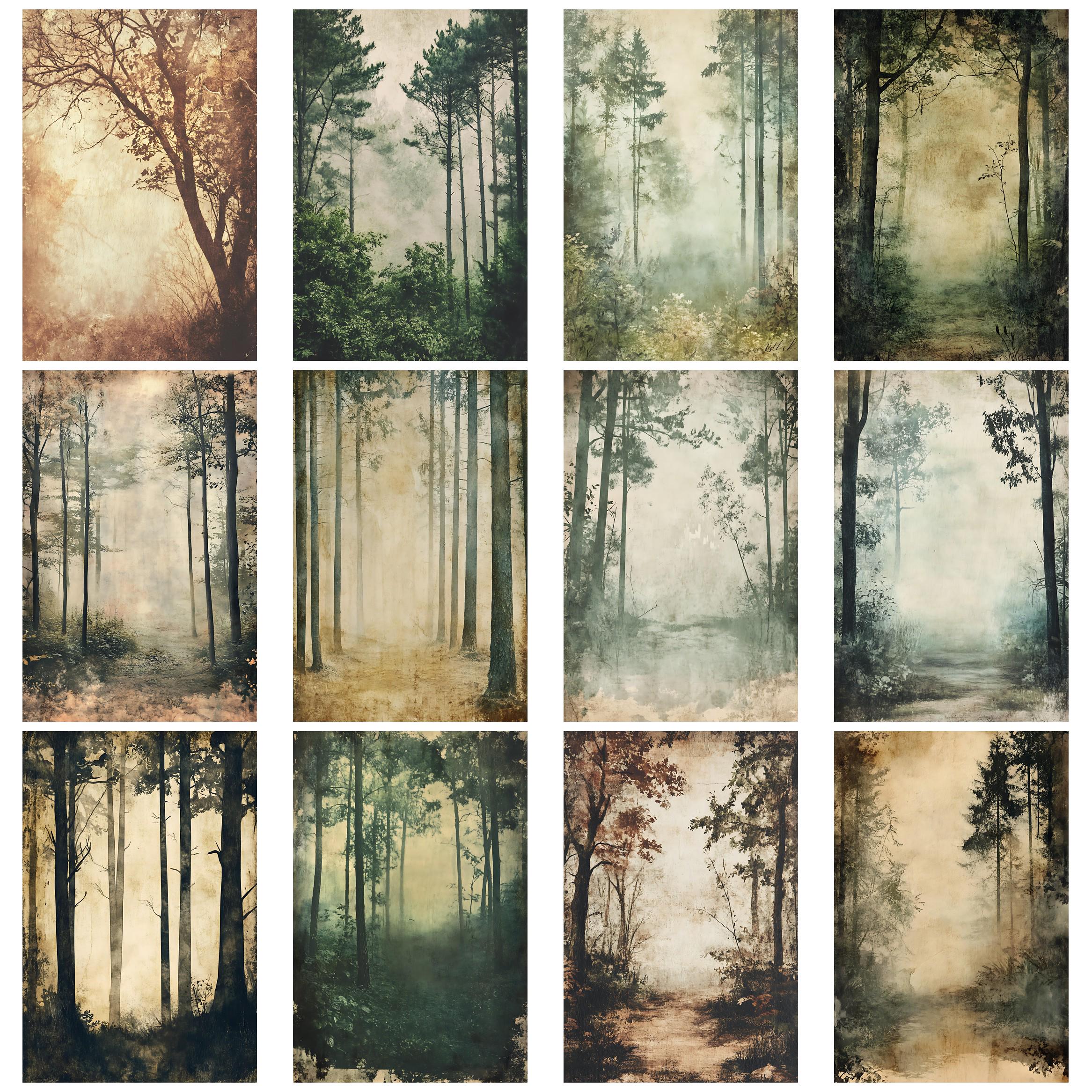 Old Forest Junk Journal Pages, Digital Scrapbook, Woods Paper Kit ...