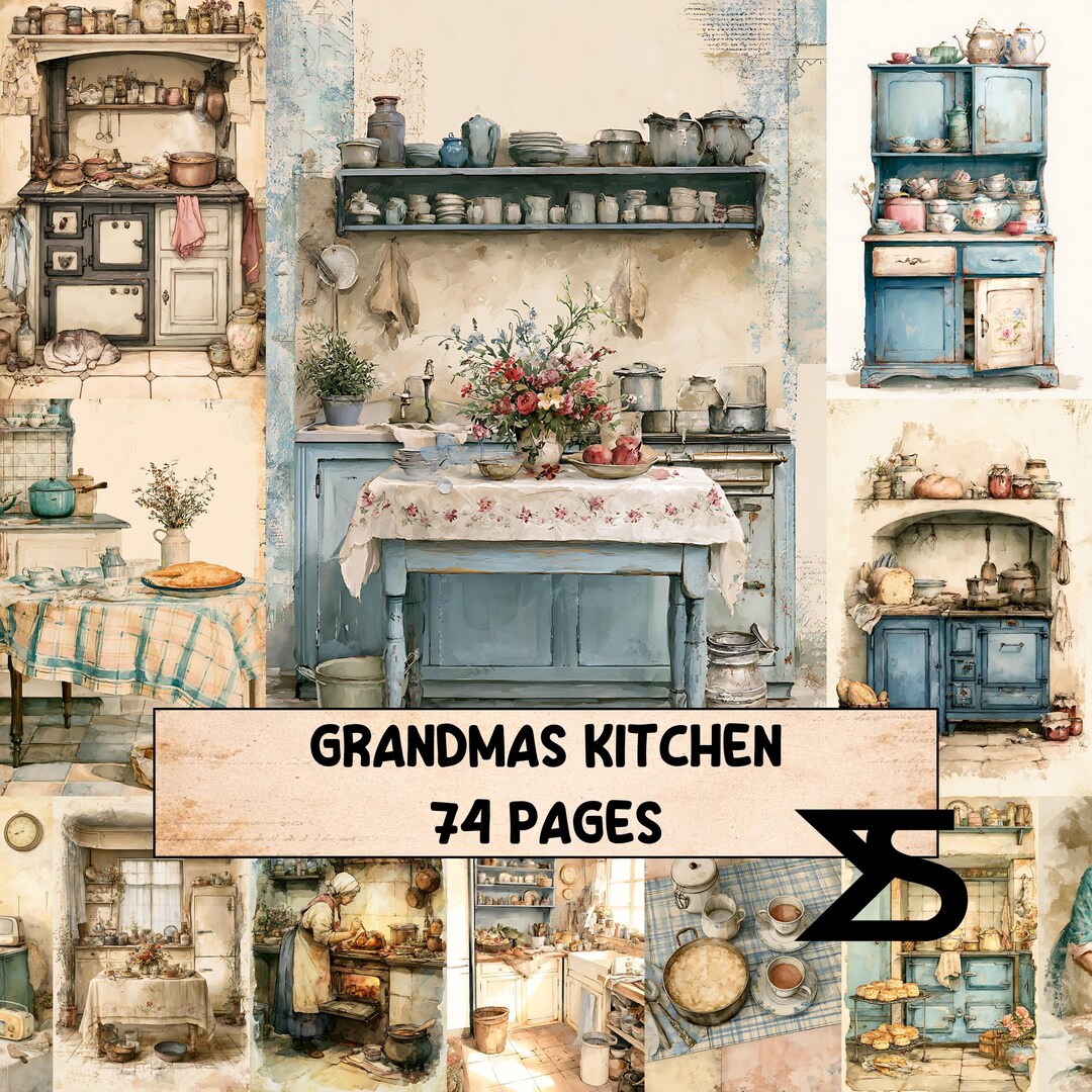 Grandmas Kitchen Vintage Ephemera Junk Journal Kit With Antique Recipe ...