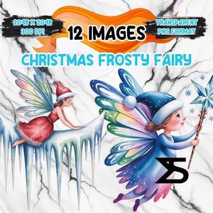 Watercolor Christmas Frosty Fairy PNG Image on transparent background, digital Sticker/Scrappbooking, commercial use,