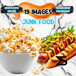 Watercolor Junk food PNG Image with transparent background, Junk food Clipart bundle, commercial use, digital download, instant download