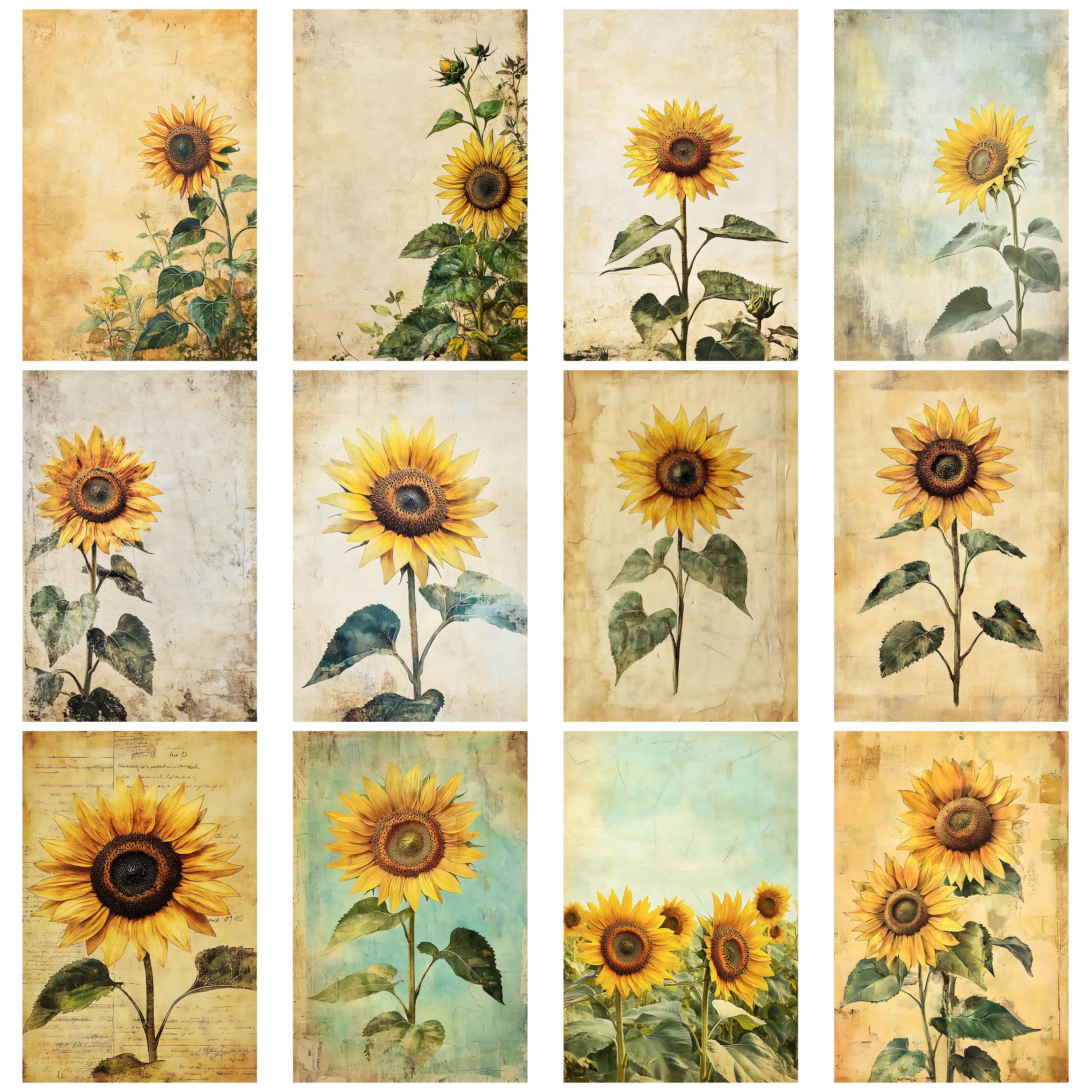 Sunflower Vintage Junk Journal Kit With Sunflower Ephemera Printable ...