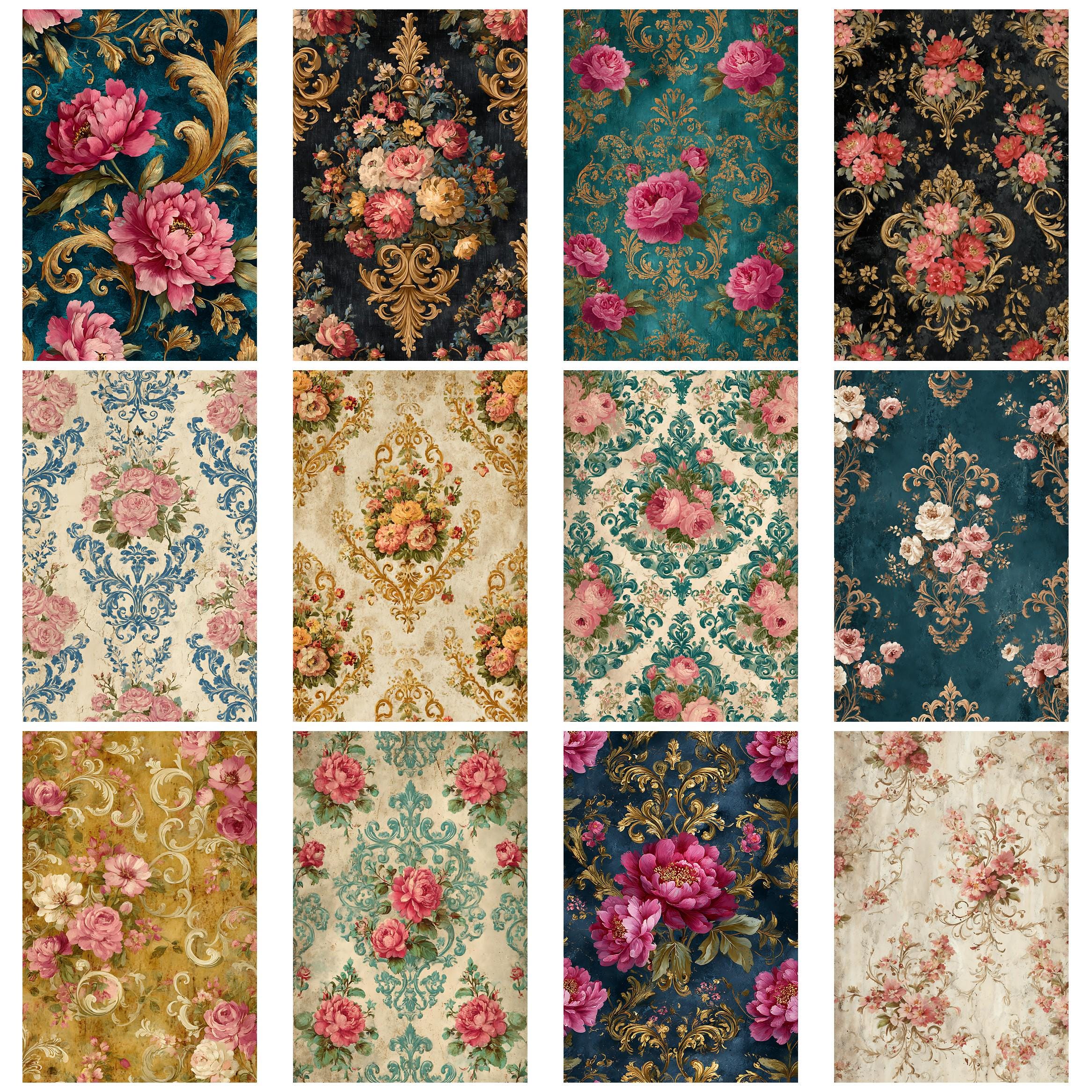 Victorian Floral Damask1 Vintage Junk Journal Kit Printable Papers ...