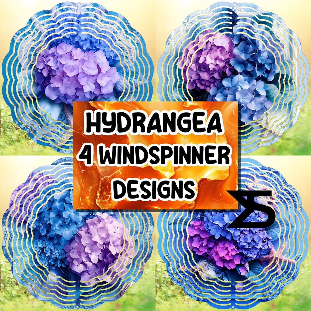 Hydrangea Wind Spinner PNG Sublimation Design, Wind Spinner Design PNG ...