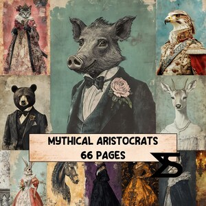 Mythical Aristocrats mythische adelige junk journal set mit druckbaren ephemera viktorian papiere antike etiketten collage elemente