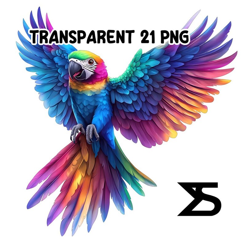 Watercolor Rainbow Parrot PNG Image on Transparent Background, Digital ...