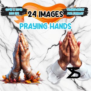 Watercolor Praying Hands PNG Image, Christian Clipart bundle, commercial use, digital download, instant download