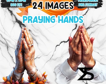 Watercolor Praying Hands PNG Image, Christian Clipart bundle, commercial use, digital download, instant download