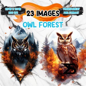 Eule Wald Clipart Bundle, Instant Download, kommerzielle Nutzung, Planer, Sticker