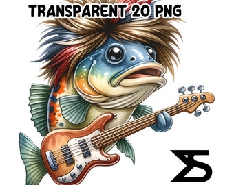 20 zeebaars PNG, grappige zeebaars, aquarel zeebaars, vis clipart, vis png, clipartbundel, commercieel gebruik, digitale download, instant download