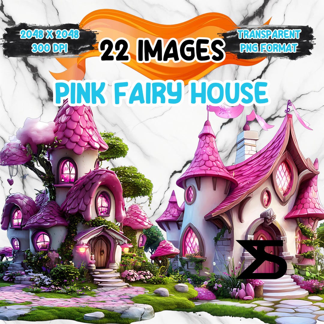 Watercolor Pink Fairy House PNG Image on Transparent Background ...