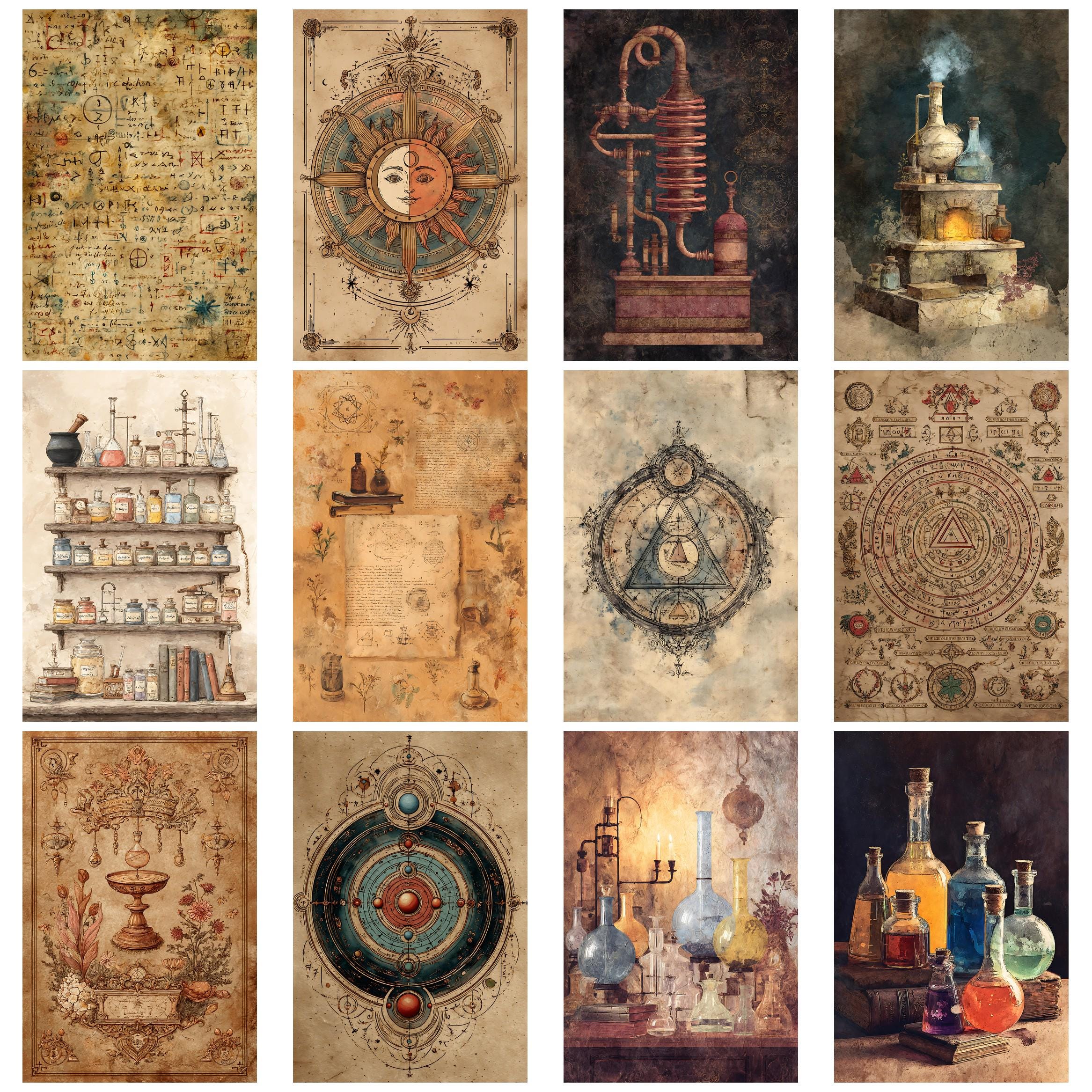 Mystical Alchemy Junk Journal Kit Vintage Ephemera Collage Papers for ...