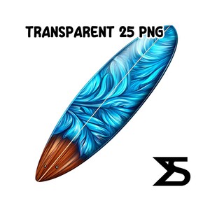 Puede incluir: Una tabla de surf con un dise&ntilde;o azul y marr&oacute;n. La parte superior de la tabla presenta un patr&oacute;n azul arremolinado, mientras que la parte inferior es marr&oacute;n. El texto "TRANSPARENT 25 PNG" est&aacute; en la parte superior. Una l&iacute;nea blanca recorre el centro.