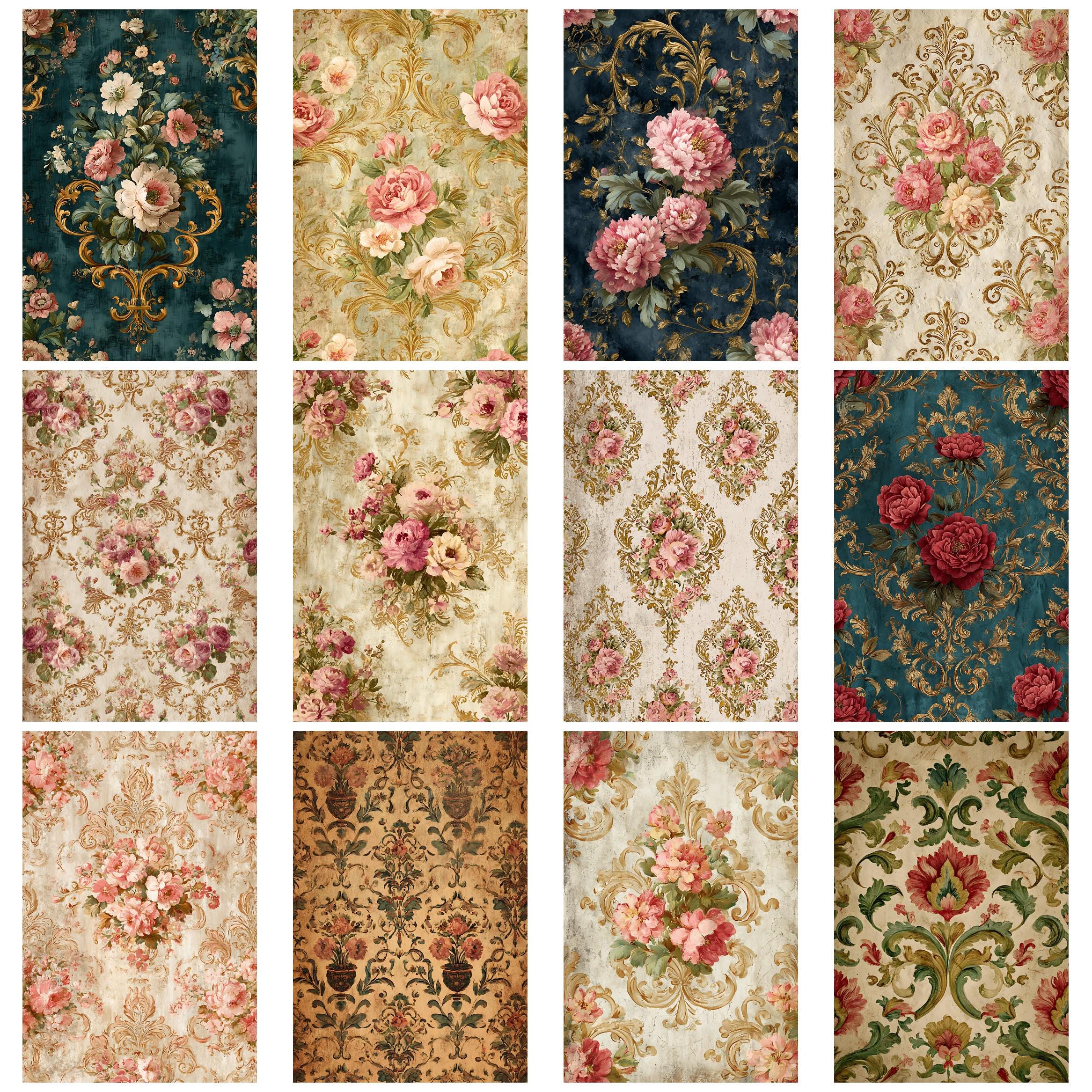 Victorian Floral Damask1 Vintage Junk Journal Kit Printable Papers ...