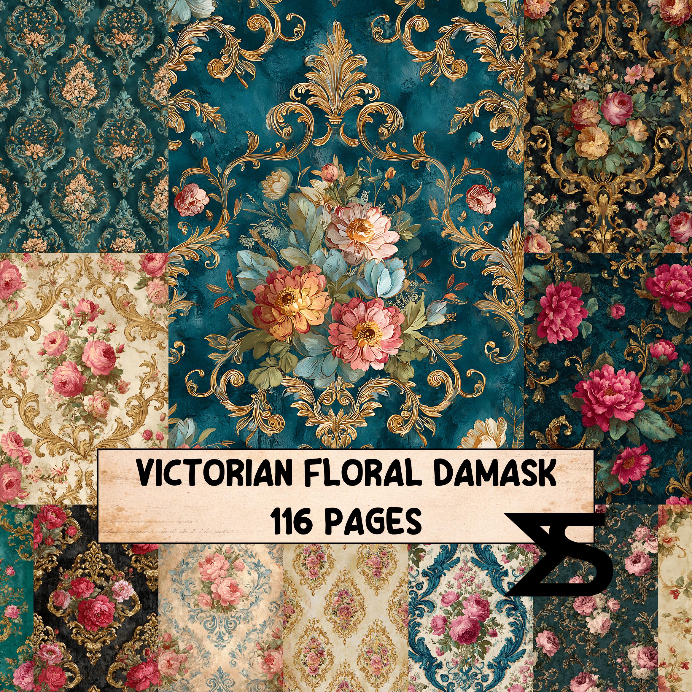 Victorian Floral Damask1 Vintage Junk Journal Kit Printable Papers ...