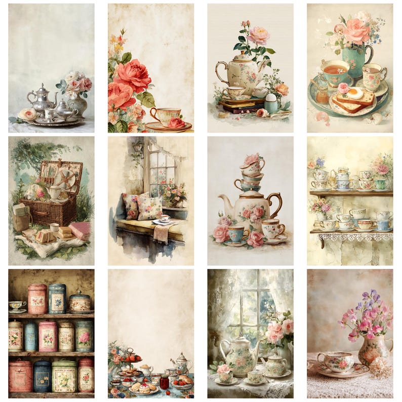 Vintage Tea Party Vintage Tea Junk Journal Kit Ephemera Shabby Chic ...