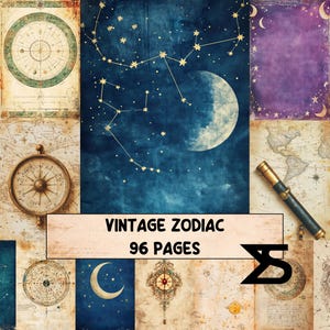 Zestaw do tworzenia kolaży, notatników podróżnych, scrapbookingu, astrologii niebieskiej i starych pamiątek