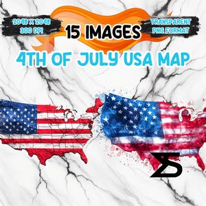 4Th Of July Usa Map Clipart Bundle, Instant Download, kommerzielle Nutzung, Planer, Sticker