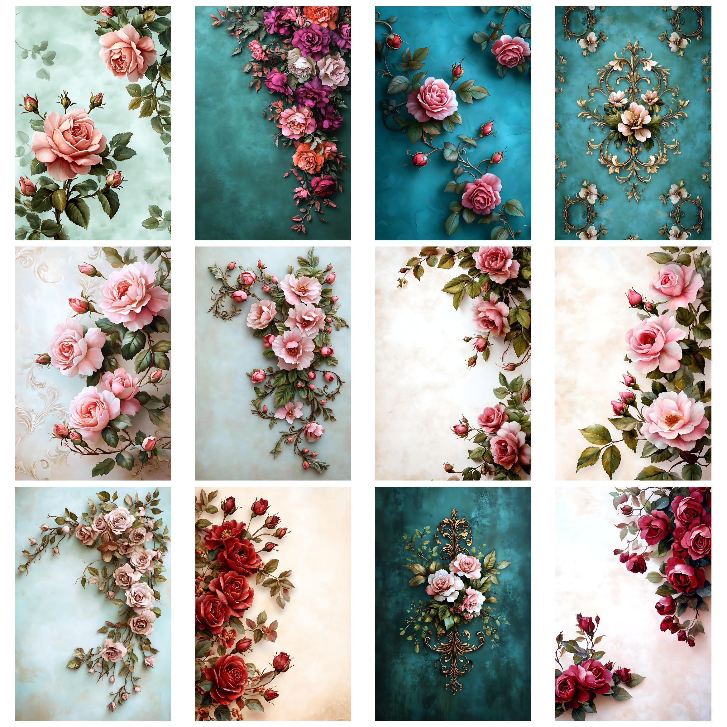 Victorian Floral Damask Vintage Junk Journal Kit Ephemera Pack Collage ...