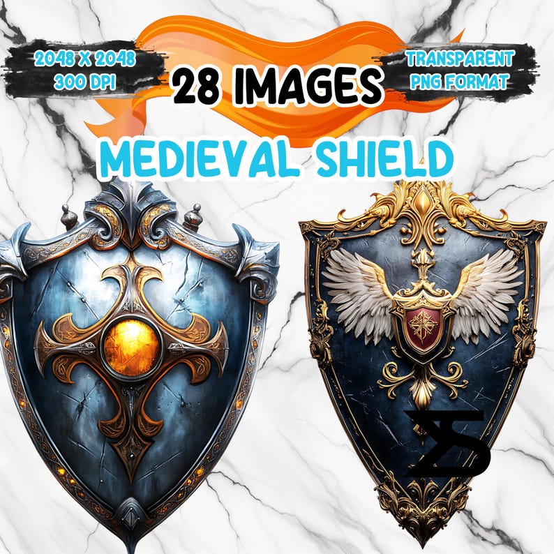 Medieval Shield Clipart Bundle, Instant Download, kommerzielle Nutzung, Planer, Sticker Bild 1