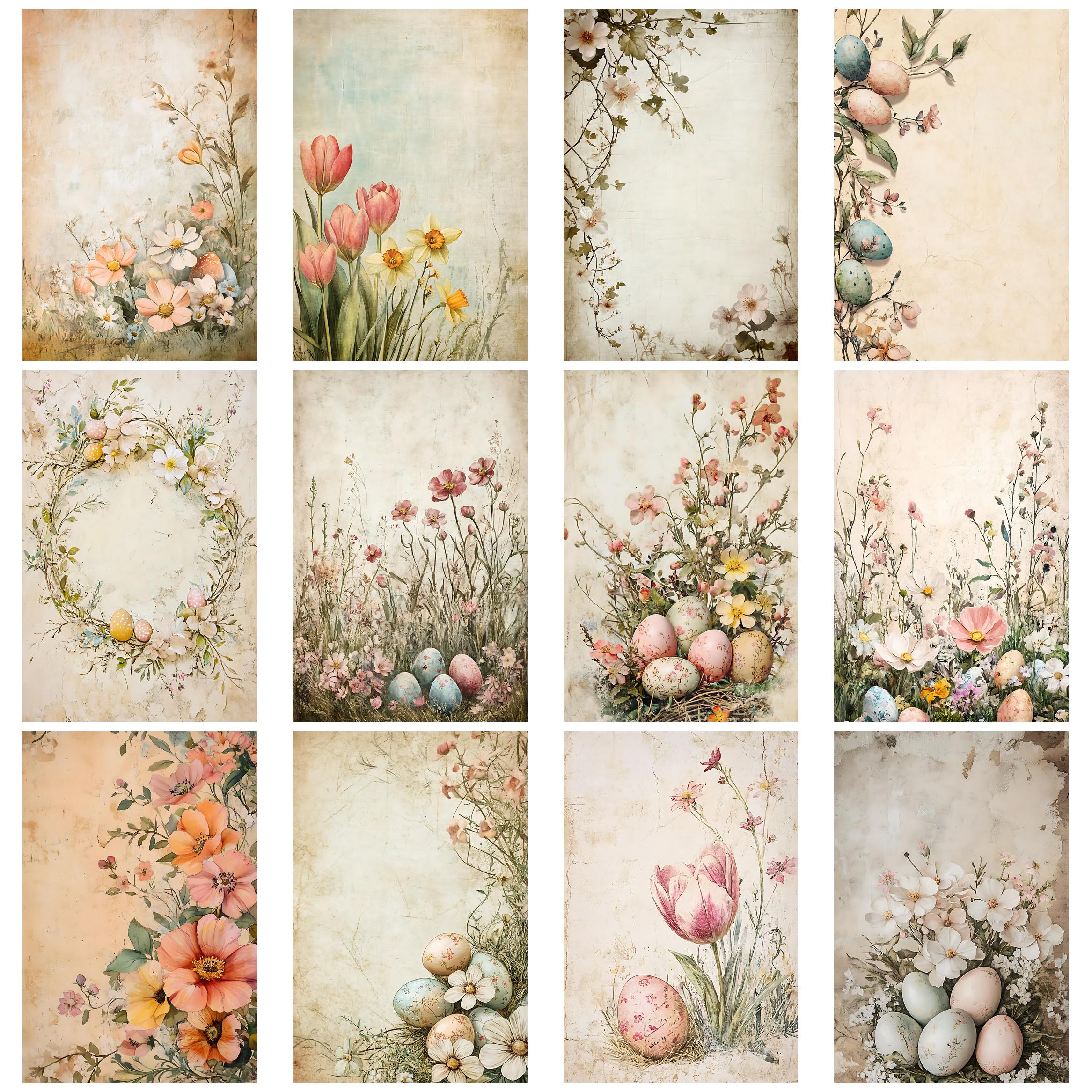Floral Easter Vintage Junk Journal Kit Printable Papers and Ephemera ...