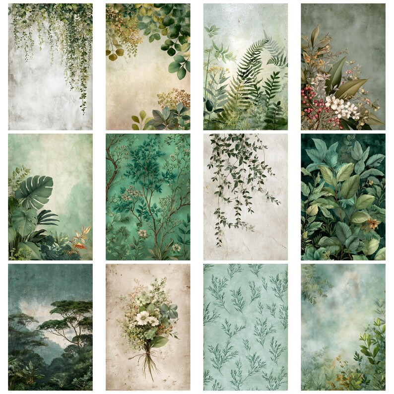 Greenery Botanical Junk Journal Kit Vintage Ephemera Papers Scrapbook ...