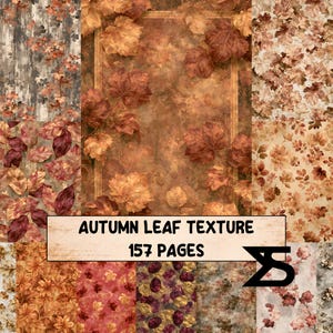 Autumn Leaf Texture vintage ephemera junk journal kit printable papers rustic oak maple collage elements for scrapbooking and journaling