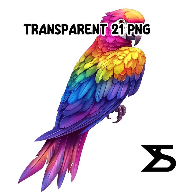 Watercolor Rainbow Parrot PNG Image on Transparent Background, Digital ...