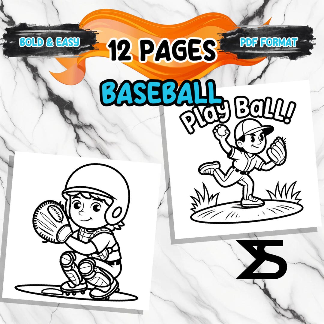 Baseball Coloring Book, Printable Adult Coloring Book, Coloring Pages ...