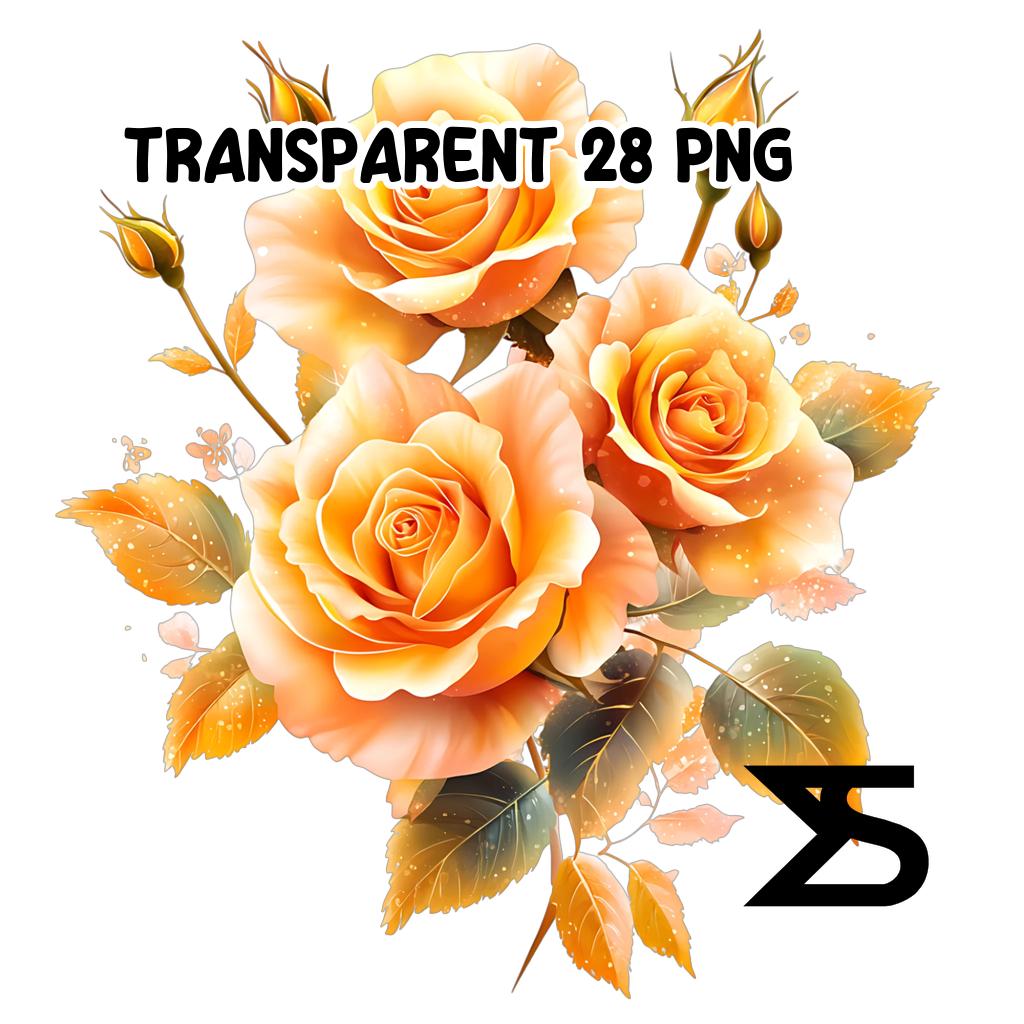 Orange Yellow Roses Graphics Watercolor Yellow and Orange Roses PNG Image on Transparent Background ...