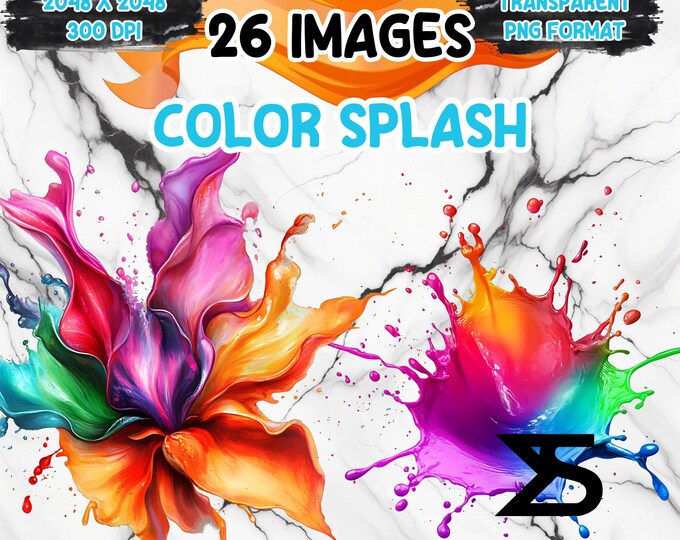 Watercolor Color Splash Clipart: PNG Graphics for Commercial Use ...