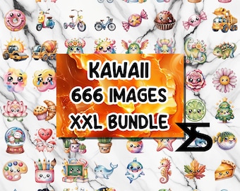 Clipart-afbeelding XXL, aquarel kawaii png op transparante achtergrond