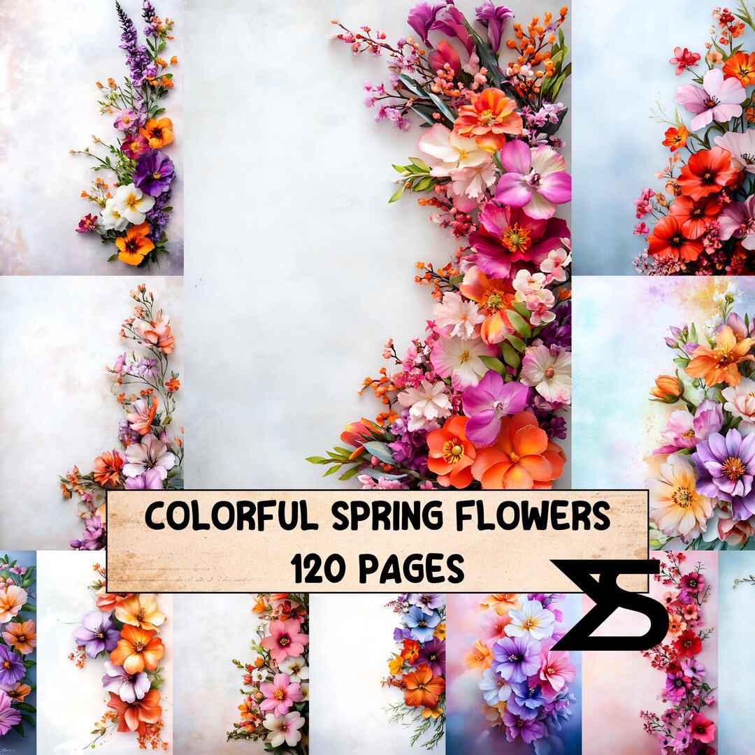 Colorful Spring Flowers Junk Journal Kit With Vintage Floral Ephemera ...