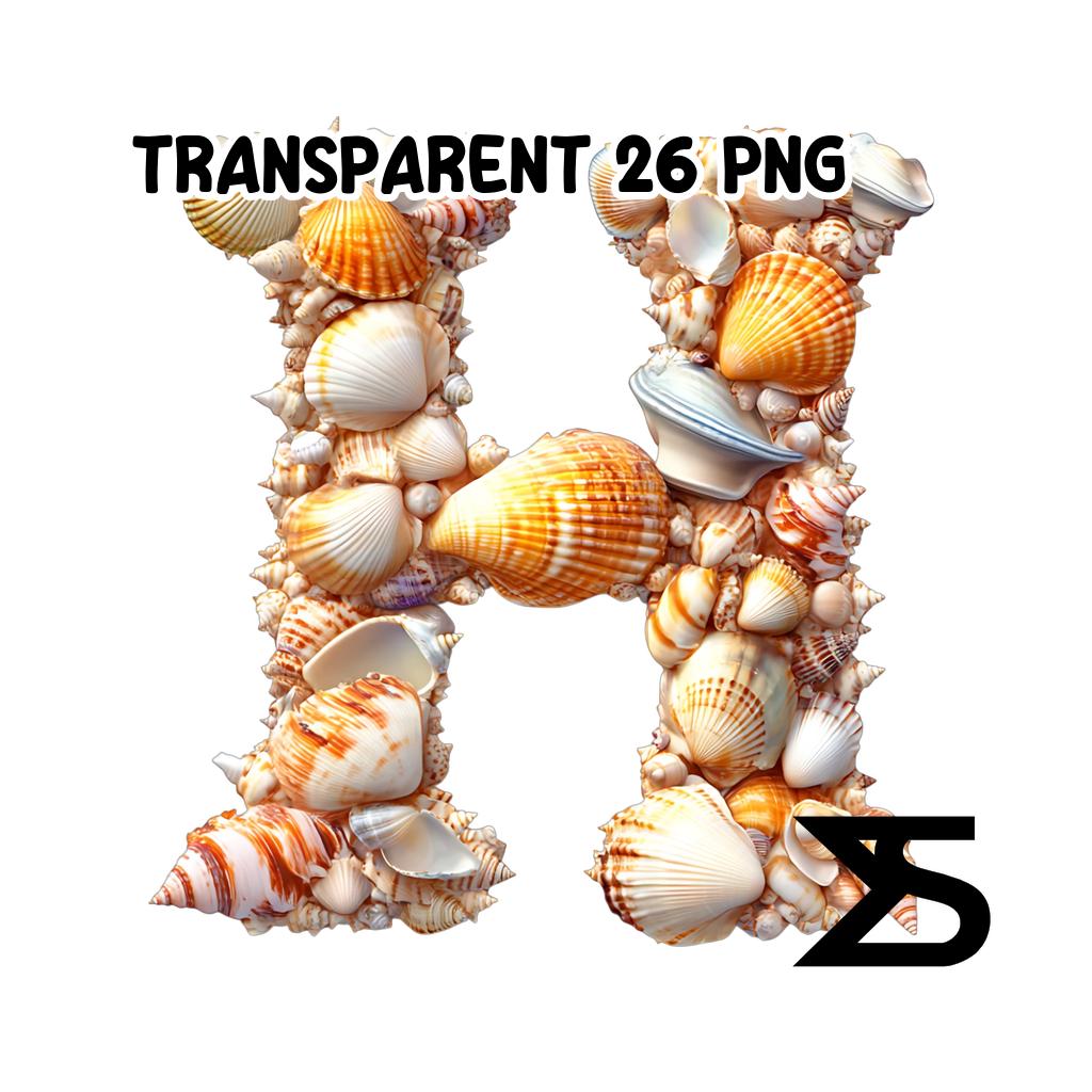 Watercolor Seashell Alphabet PNG Image on Transparent Background ...