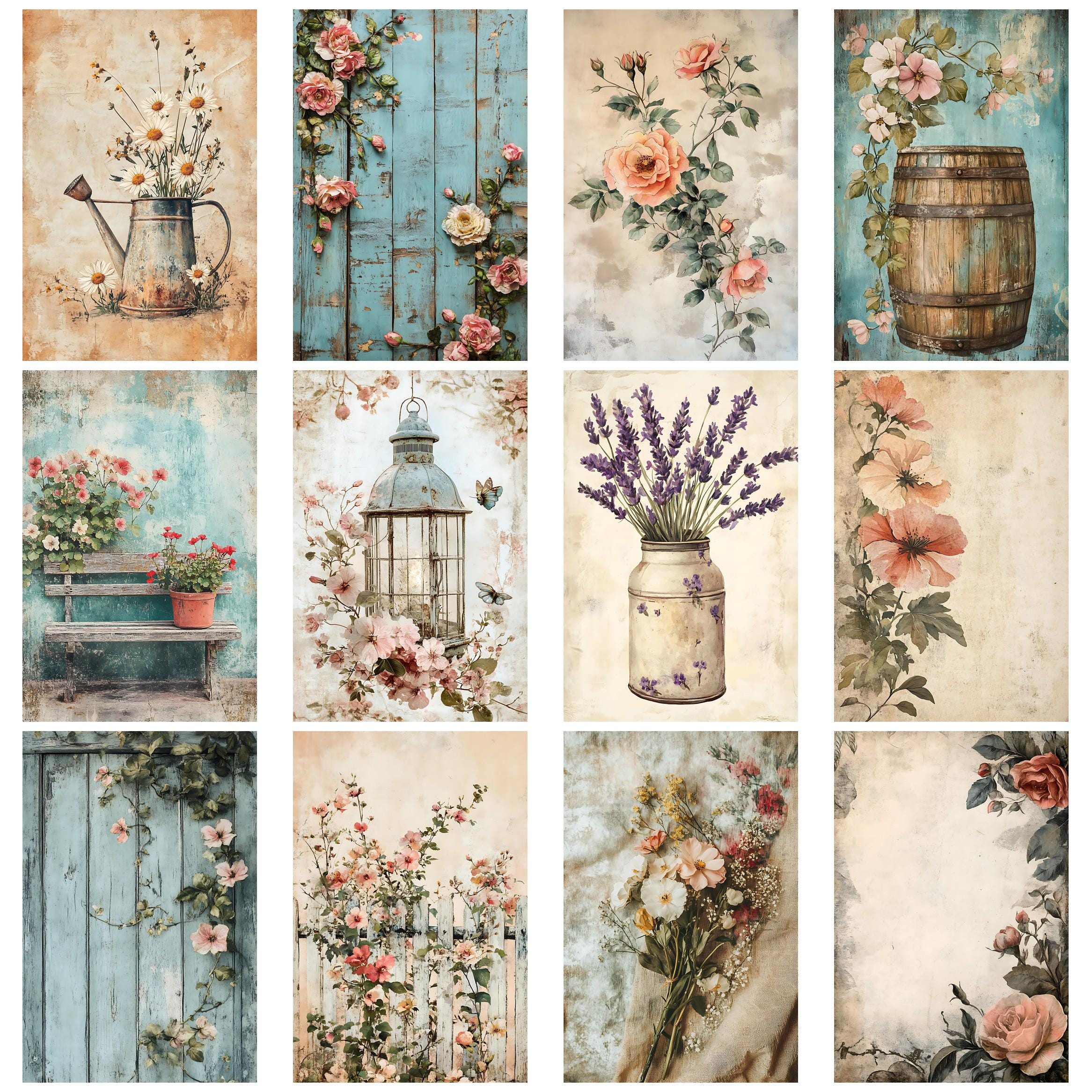Rustic Farmhouse Florals Junk Journal Kit With Vintage Ephemera ...