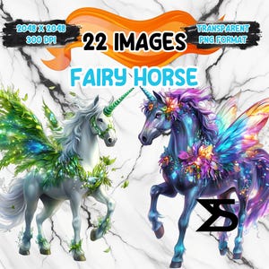 Fairy Horse Clipart Bundle, Instant Download, kommerzielle Nutzung, Planer, Sticker