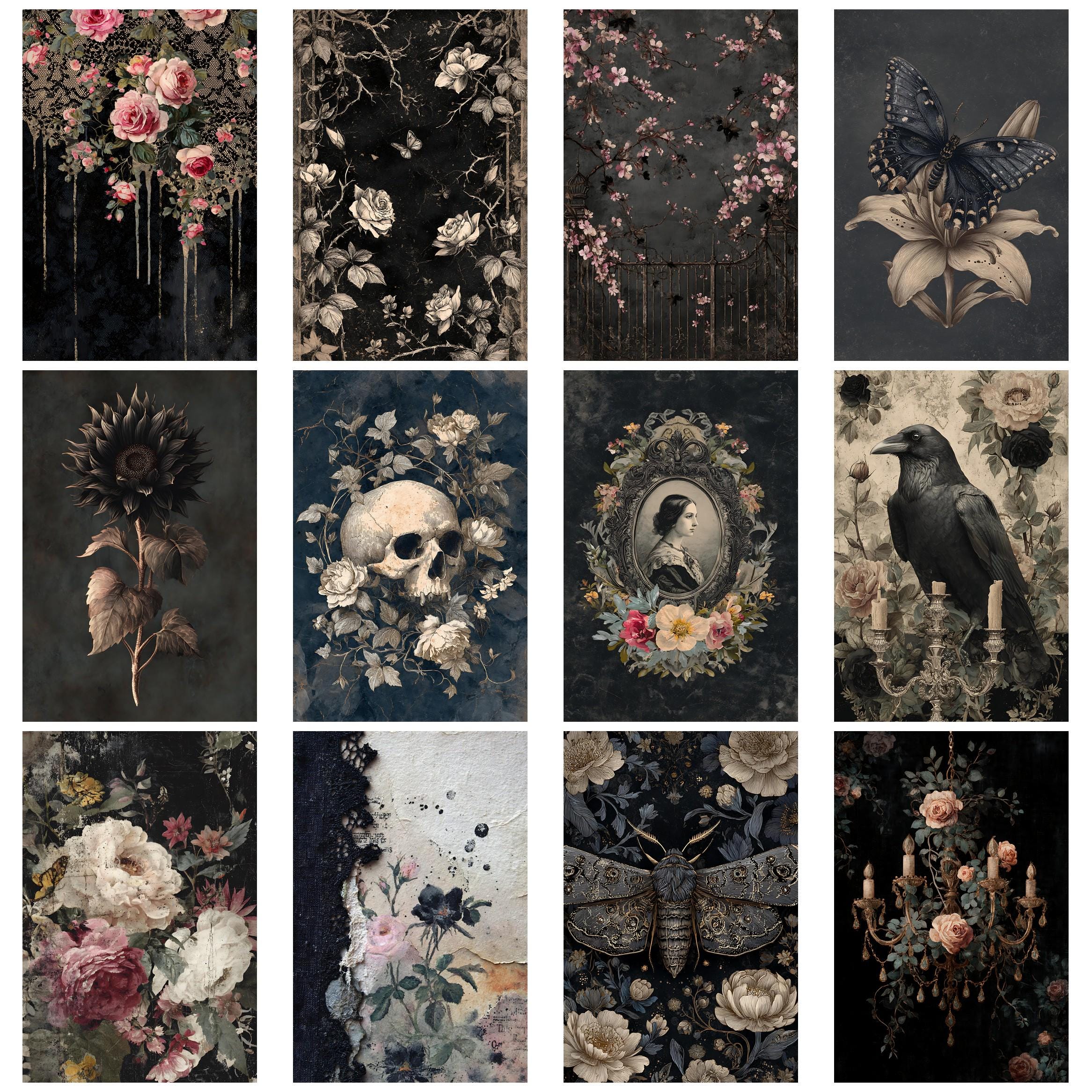 Dark Floral Gothic1 Junk Journal Kit Gothic Ephemera Printable Vintage ...