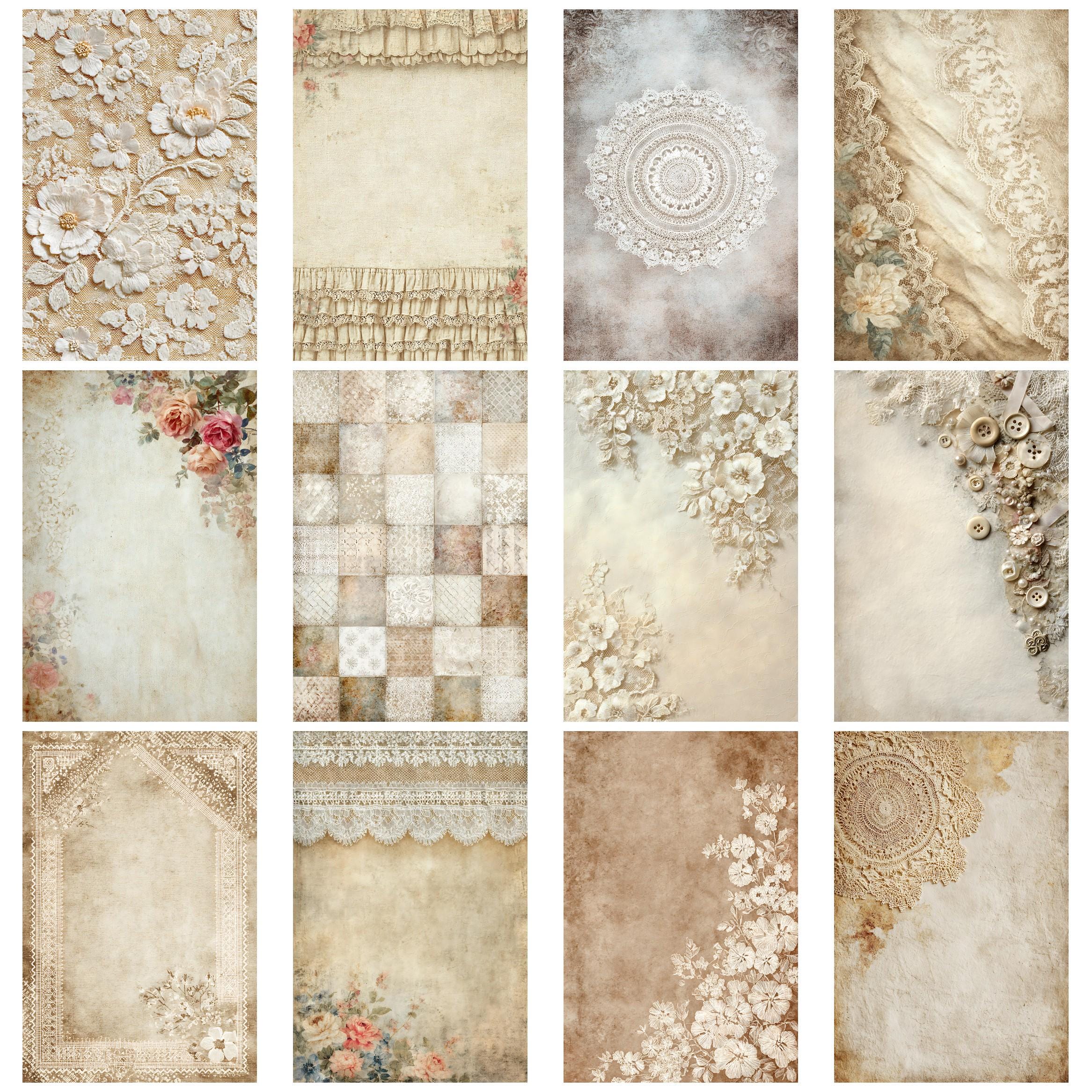 Shabby Chic Lace and Linen Junk Journal Kit Vintage Ephemera Printable ...