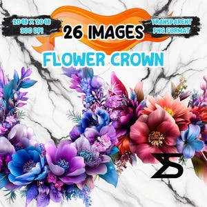 Flower Crown Clipart Bundle, Instant Download, kommerzielle Nutzung, Planer, Sticker