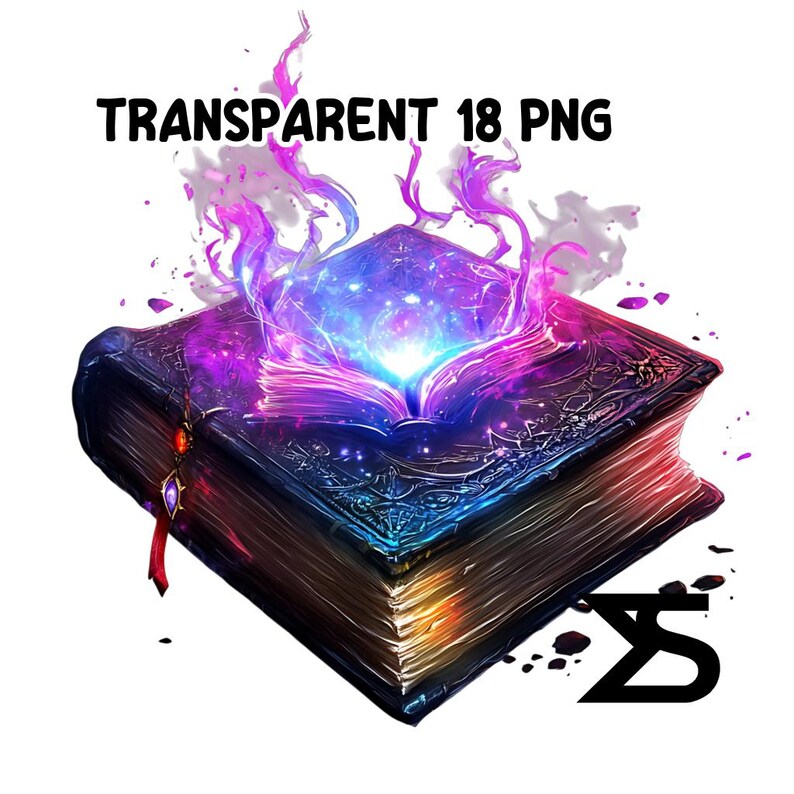 Imagen PNG de libro de hechizos de acuarela sobre fondo transparente, calcomanía digital/álbum de recortes, uso comercial, descarga digital instantánea imagen 9
