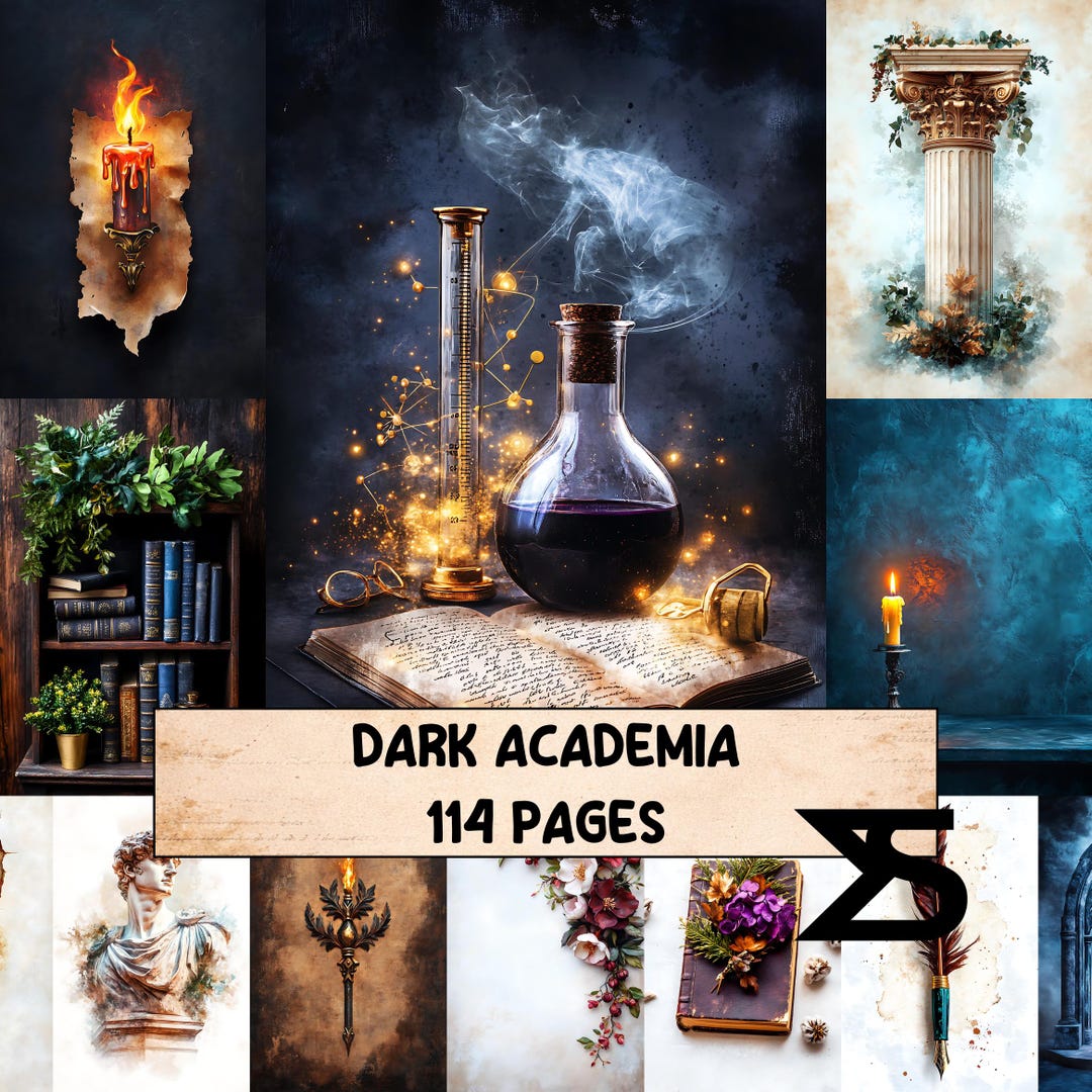 Dark Academia Vintage Junk Journal Kit Printable Ephemera Collage ...