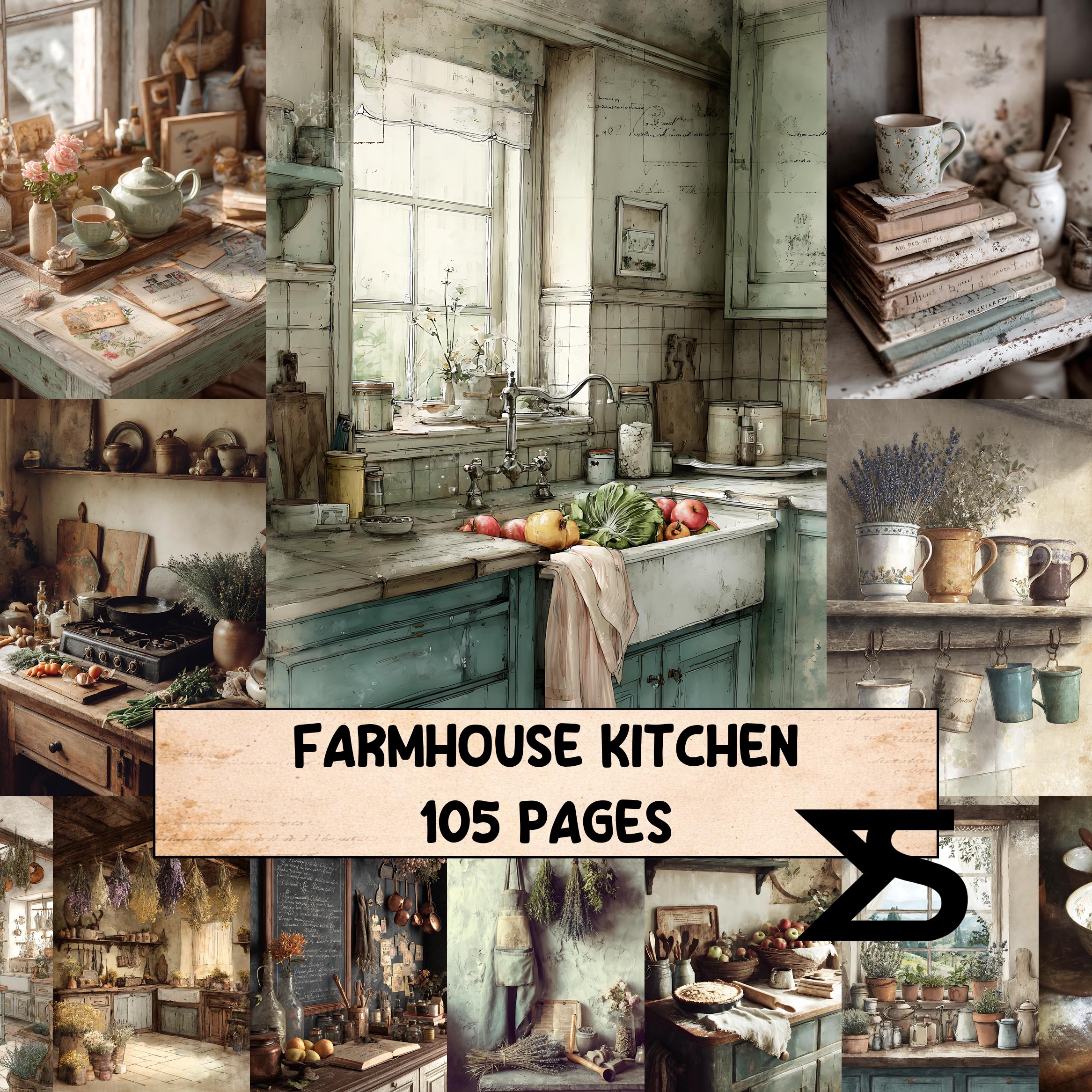 Farmhouse Kitchen Junk Journal Ephemera Kit Vintage Recipe Cards Rustic ...