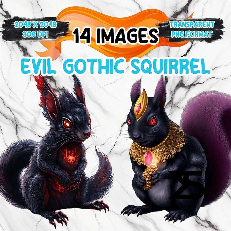 Watercolor Evil Gothic Squirrel PNG Image on Transparent Background ...