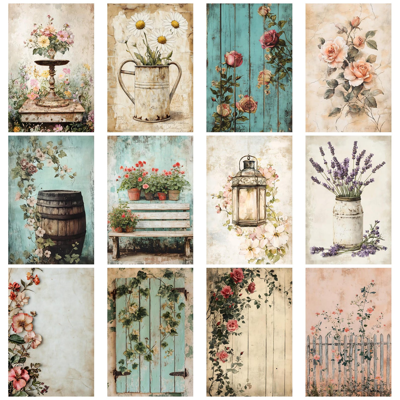 Rustic Farmhouse Florals Junk Journal Kit With Vintage Ephemera ...