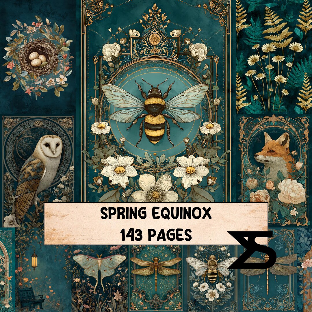 Spring Equinox Vintage Junk Journal Kit Printable Ephemera Papers ...