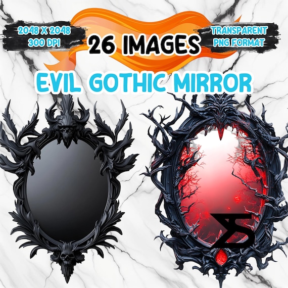 Watercolor Evil Gothic Mirror PNG Image on transparent background, digital Sticker/Scrappbooking, commercial use, instant digital download